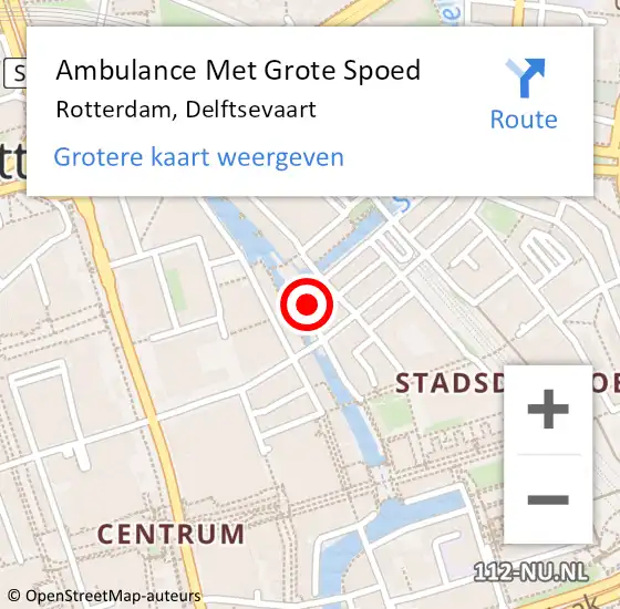 Locatie op kaart van de 112 melding: Ambulance Met Grote Spoed Naar Rotterdam, Delftsevaart op 29 september 2023 12:41