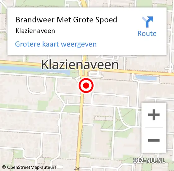Locatie op kaart van de 112 melding: Brandweer Met Grote Spoed Naar Klazienaveen op 29 september 2023 12:53