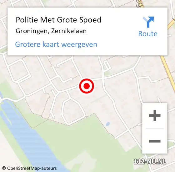 Locatie op kaart van de 112 melding: Politie Met Grote Spoed Naar Groningen, Zernikelaan op 29 september 2023 12:55