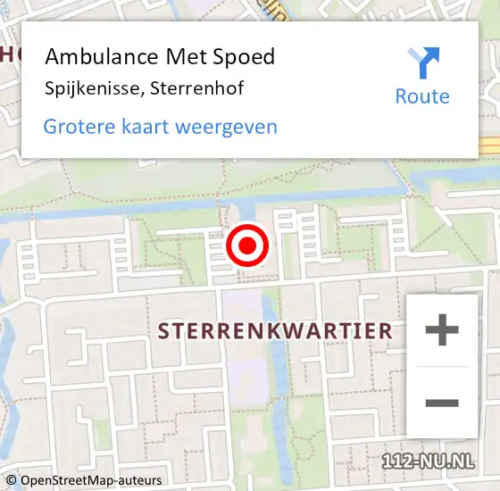 Locatie op kaart van de 112 melding: Ambulance Met Spoed Naar Spijkenisse, Sterrenhof op 29 september 2023 13:00