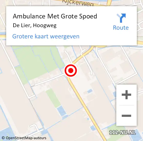 Locatie op kaart van de 112 melding: Ambulance Met Grote Spoed Naar De Lier, Hoogweg op 29 september 2023 13:42