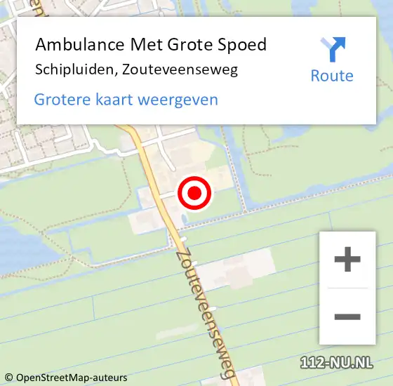 Locatie op kaart van de 112 melding: Ambulance Met Grote Spoed Naar Schipluiden, Zouteveenseweg op 29 september 2023 13:52