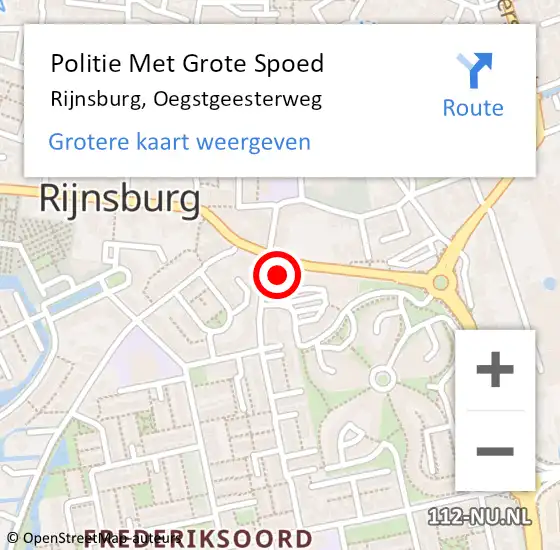 Locatie op kaart van de 112 melding: Politie Met Grote Spoed Naar Rijnsburg, Oegstgeesterweg op 29 september 2023 14:35