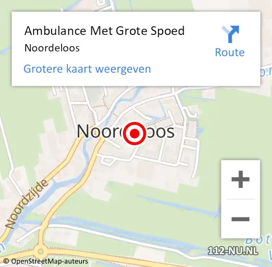 Locatie op kaart van de 112 melding: Ambulance Met Grote Spoed Naar Noordeloos op 29 september 2023 14:37