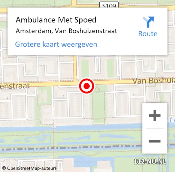Locatie op kaart van de 112 melding: Ambulance Met Spoed Naar Amsterdam, Van Boshuizenstraat op 29 september 2023 14:42
