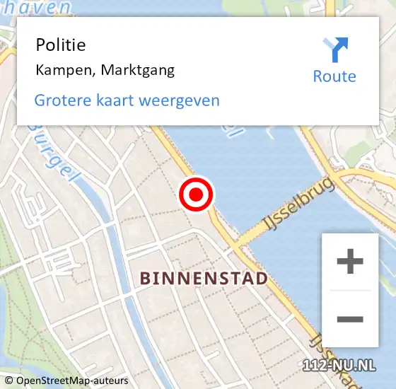 Locatie op kaart van de 112 melding: Politie Kampen, Marktgang op 29 september 2023 14:43