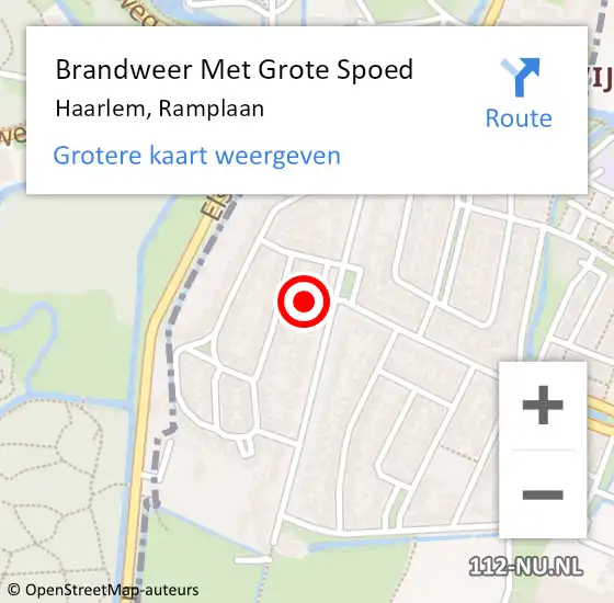 Locatie op kaart van de 112 melding: Brandweer Met Grote Spoed Naar Haarlem, Ramplaan op 29 september 2023 14:48