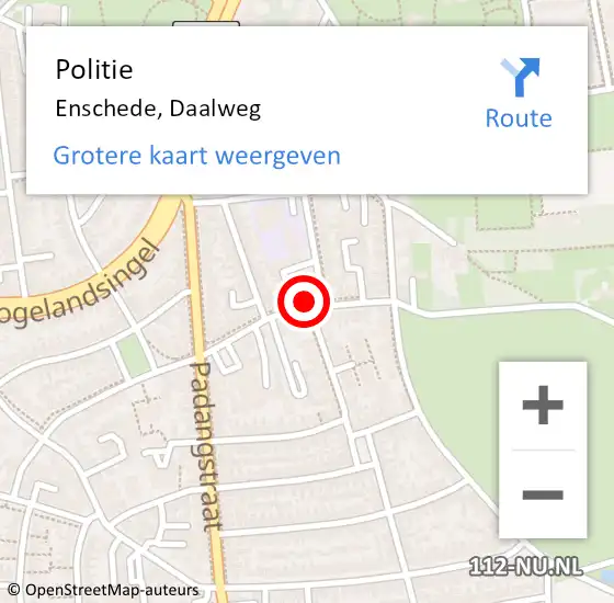 Locatie op kaart van de 112 melding: Politie Enschede, Daalweg op 29 september 2023 14:52