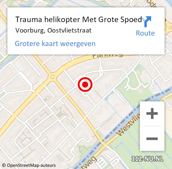 Locatie op kaart van de 112 melding: Trauma helikopter Met Grote Spoed Naar Voorburg, Oostvlietstraat op 29 september 2023 14:57