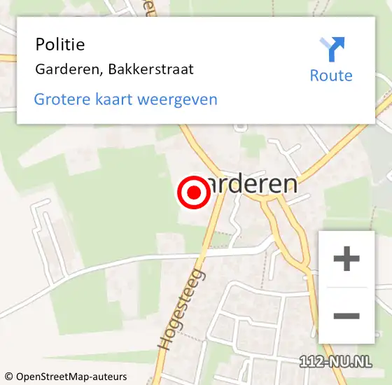 Locatie op kaart van de 112 melding: Politie Garderen, Bakkerstraat op 29 september 2023 15:04