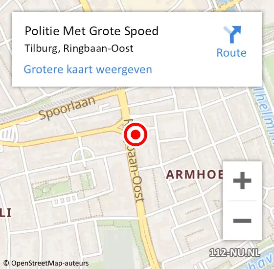 Locatie op kaart van de 112 melding: Politie Met Grote Spoed Naar Tilburg, Ringbaan-Oost op 29 september 2023 15:06