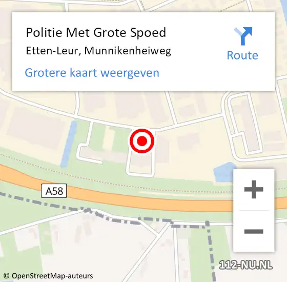 Locatie op kaart van de 112 melding: Politie Met Grote Spoed Naar Etten-Leur, Munnikenheiweg op 29 september 2023 15:17