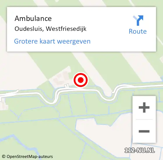 Locatie op kaart van de 112 melding: Ambulance Oudesluis, Westfriesedijk op 29 september 2023 15:38