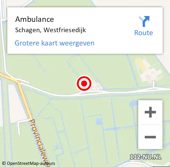 Locatie op kaart van de 112 melding: Ambulance Schagen, Westfriesedijk op 29 september 2023 15:43