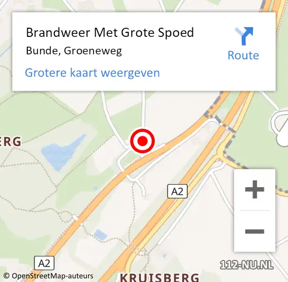 Locatie op kaart van de 112 melding: Brandweer Met Grote Spoed Naar Bunde, Groeneweg op 29 september 2023 15:58