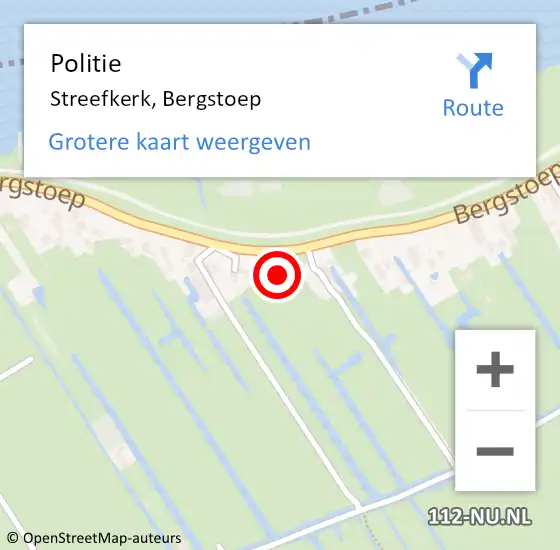 Locatie op kaart van de 112 melding: Politie Streefkerk, Bergstoep op 29 september 2023 16:04