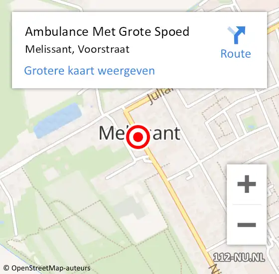 Locatie op kaart van de 112 melding: Ambulance Met Grote Spoed Naar Melissant, Voorstraat op 29 september 2023 16:18