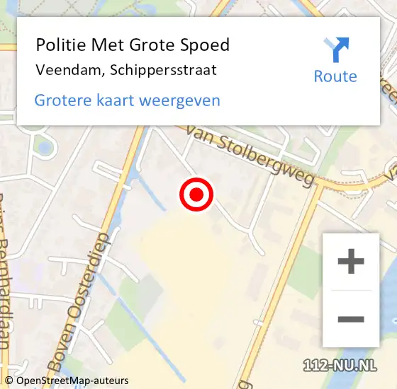 Locatie op kaart van de 112 melding: Politie Met Grote Spoed Naar Veendam, Schippersstraat op 29 september 2023 16:27