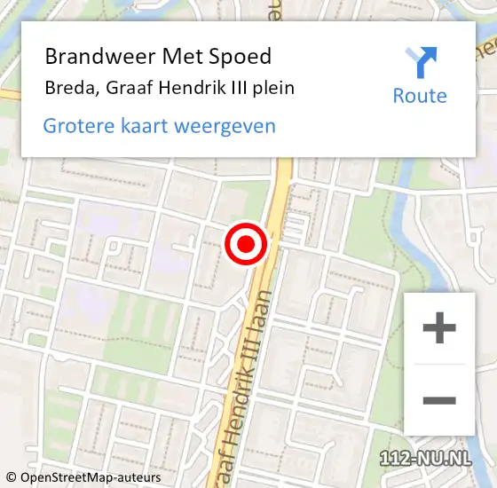 Locatie op kaart van de 112 melding: Brandweer Met Spoed Naar Breda, Graaf Hendrik III plein op 29 september 2023 16:33