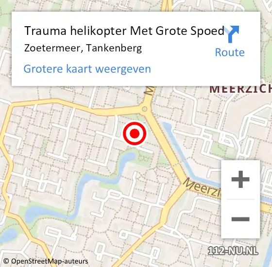 Locatie op kaart van de 112 melding: Trauma helikopter Met Grote Spoed Naar Zoetermeer, Tankenberg op 29 september 2023 16:37