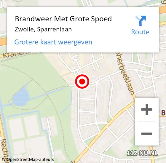 Locatie op kaart van de 112 melding: Brandweer Met Grote Spoed Naar Zwolle, Sparrenlaan op 29 september 2023 16:42