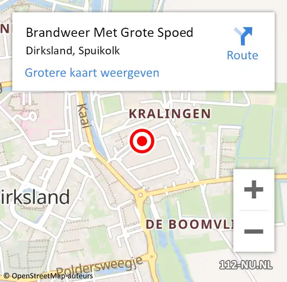 Locatie op kaart van de 112 melding: Brandweer Met Grote Spoed Naar Dirksland, Spuikolk op 29 september 2023 16:44