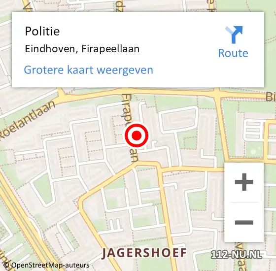 Locatie op kaart van de 112 melding: Politie Eindhoven, Firapeellaan op 29 september 2023 16:52