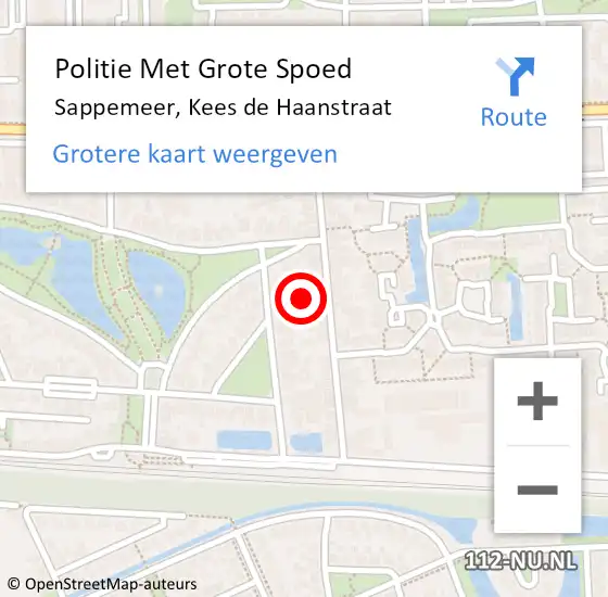 Locatie op kaart van de 112 melding: Politie Met Grote Spoed Naar Sappemeer, Kees de Haanstraat op 29 september 2023 16:58