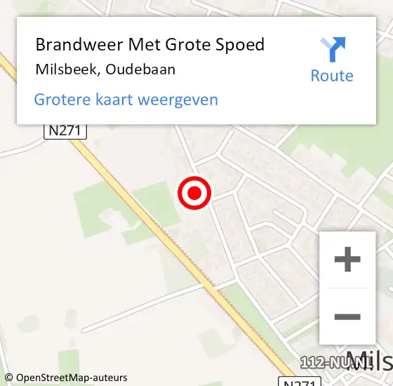 Locatie op kaart van de 112 melding: Brandweer Met Grote Spoed Naar Milsbeek, Oudebaan op 29 september 2023 17:18