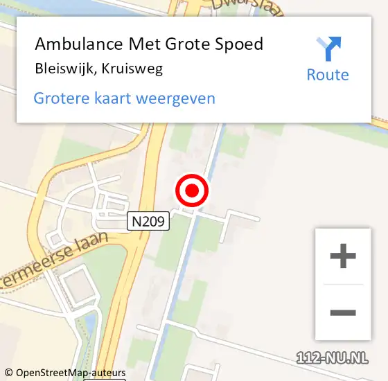 Locatie op kaart van de 112 melding: Ambulance Met Grote Spoed Naar Bleiswijk, Kruisweg op 29 september 2023 17:39