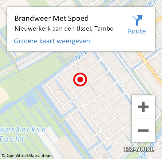 Locatie op kaart van de 112 melding: Brandweer Met Spoed Naar Nieuwerkerk aan den IJssel, Tambo op 29 september 2023 17:47