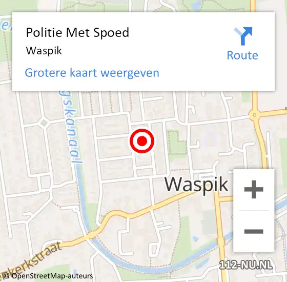 Locatie op kaart van de 112 melding: Politie Met Spoed Naar Waspik op 29 september 2023 18:14