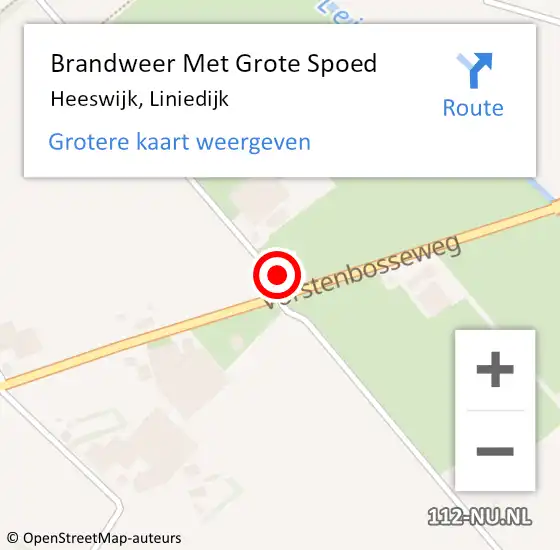 Locatie op kaart van de 112 melding: Brandweer Met Grote Spoed Naar Heeswijk, Liniedijk op 29 september 2023 18:23