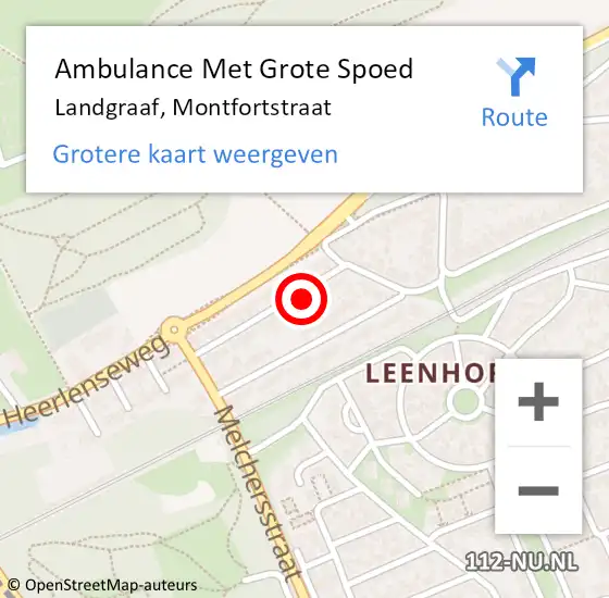 Locatie op kaart van de 112 melding: Ambulance Met Grote Spoed Naar Landgraaf, Montfortstraat op 9 september 2014 21:48