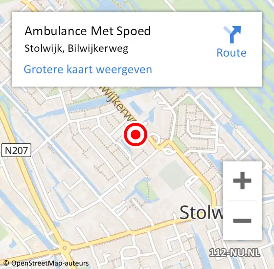 Locatie op kaart van de 112 melding: Ambulance Met Spoed Naar Stolwijk, Bilwijkerweg op 29 september 2023 18:26