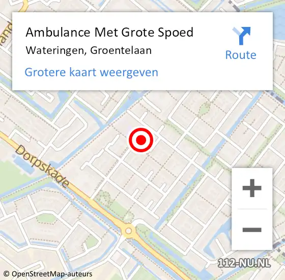 Locatie op kaart van de 112 melding: Ambulance Met Grote Spoed Naar Wateringen, Groentelaan op 29 september 2023 18:46