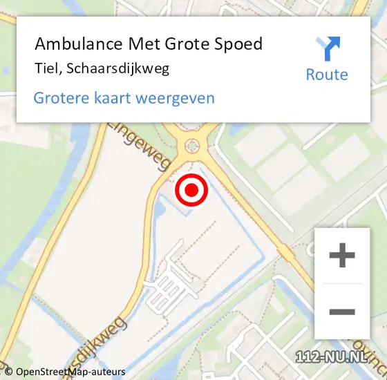 Locatie op kaart van de 112 melding: Ambulance Met Grote Spoed Naar Tiel, Schaarsdijkweg op 29 september 2023 19:43