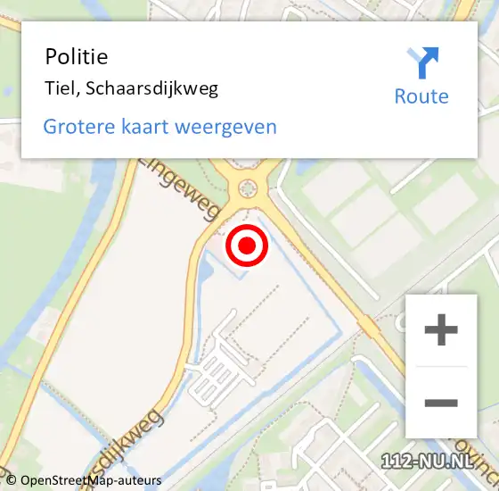Locatie op kaart van de 112 melding: Politie Tiel, Schaarsdijkweg op 29 september 2023 19:45