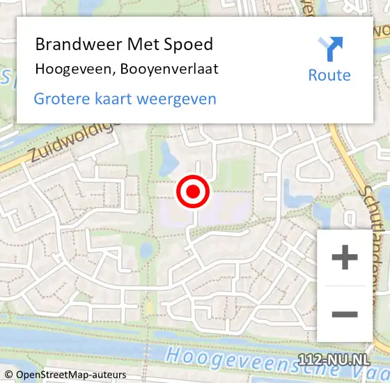 Locatie op kaart van de 112 melding: Brandweer Met Spoed Naar Hoogeveen, Booyenverlaat op 29 september 2023 20:02