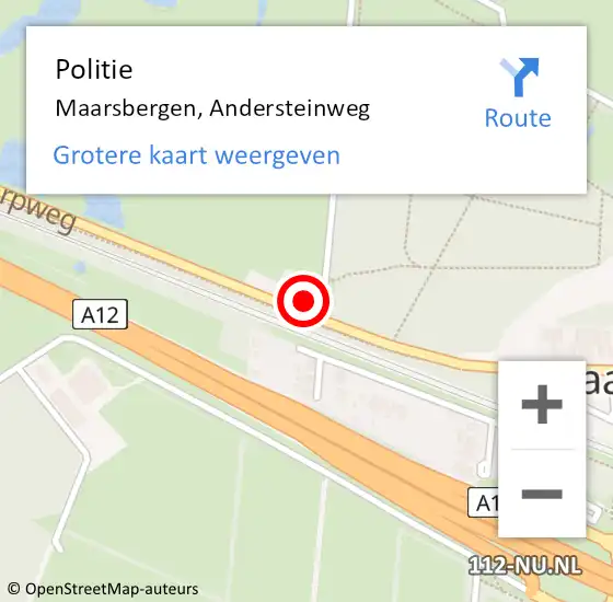 Locatie op kaart van de 112 melding: Politie Maarsbergen, Andersteinweg op 29 september 2023 20:13