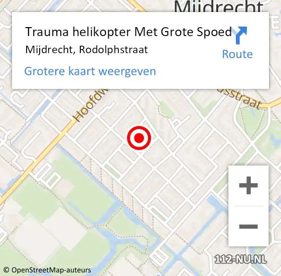 Locatie op kaart van de 112 melding: Trauma helikopter Met Grote Spoed Naar Mijdrecht, Rodolphstraat op 29 september 2023 20:19