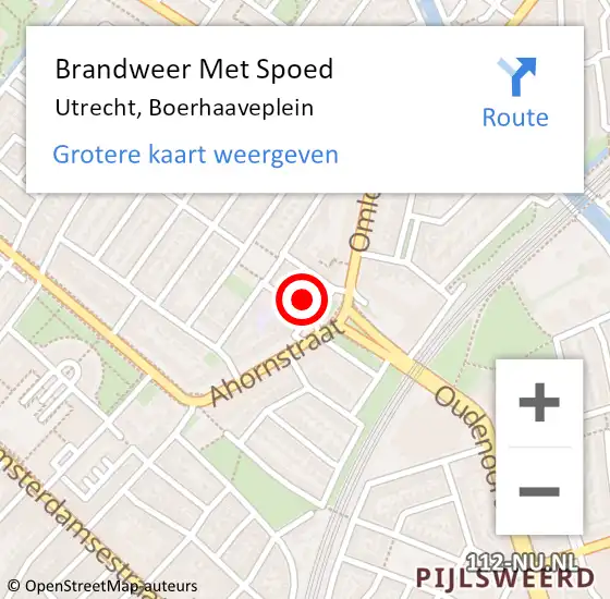 Locatie op kaart van de 112 melding: Brandweer Met Spoed Naar Utrecht, Boerhaaveplein op 29 september 2023 20:38