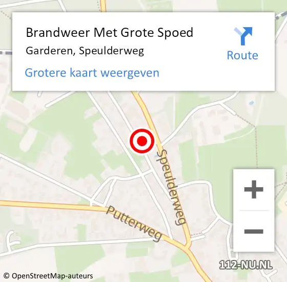 Locatie op kaart van de 112 melding: Brandweer Met Grote Spoed Naar Garderen, Speulderweg op 29 september 2023 20:41
