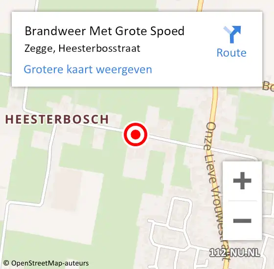 Locatie op kaart van de 112 melding: Brandweer Met Grote Spoed Naar Zegge, Heesterbosstraat op 29 september 2023 21:11