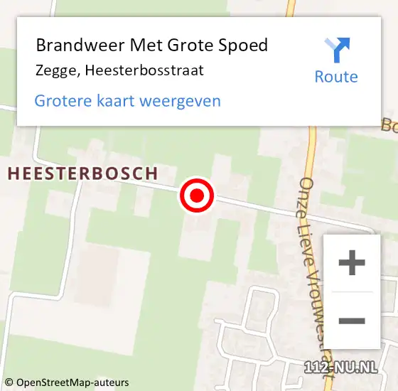 Locatie op kaart van de 112 melding: Brandweer Met Grote Spoed Naar Zegge, Heesterbosstraat op 29 september 2023 21:12