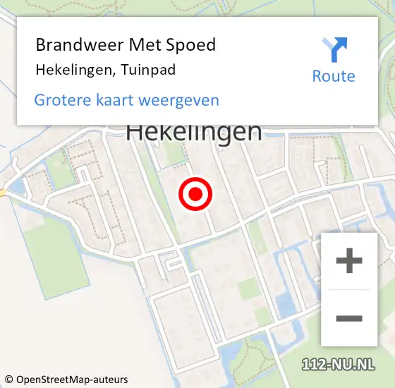 Locatie op kaart van de 112 melding: Brandweer Met Spoed Naar Hekelingen, Tuinpad op 29 september 2023 21:28