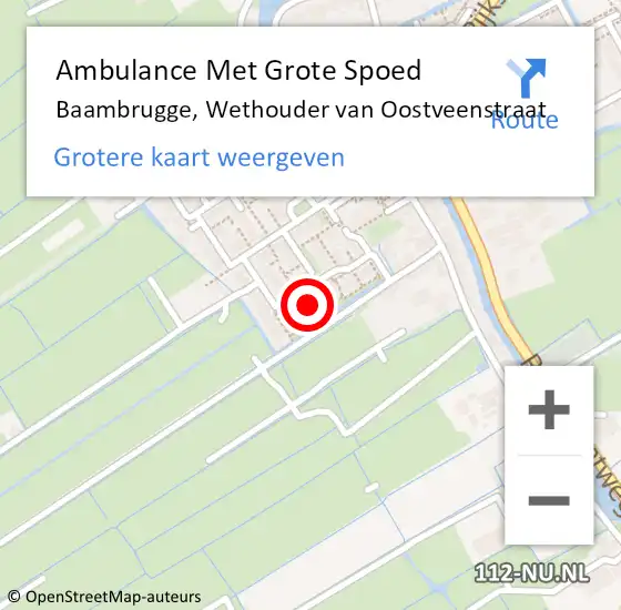 Locatie op kaart van de 112 melding: Ambulance Met Grote Spoed Naar Baambrugge, Wethouder van Oostveenstraat op 29 september 2023 21:39