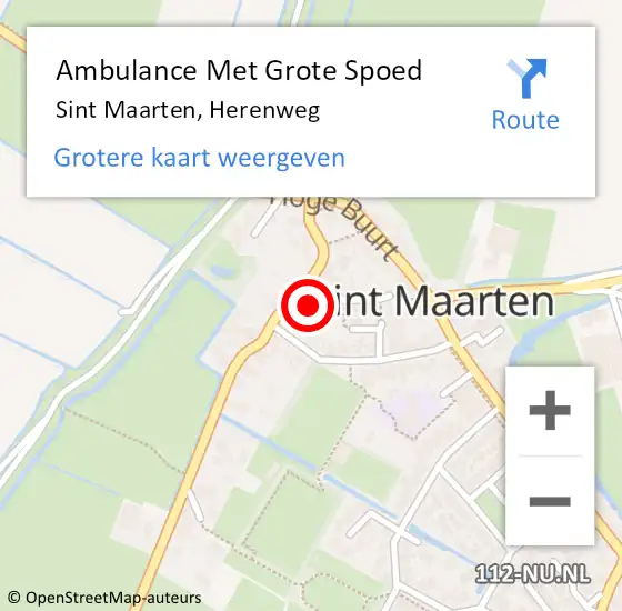 Locatie op kaart van de 112 melding: Ambulance Met Grote Spoed Naar Sint Maarten, Herenweg op 29 september 2023 22:16