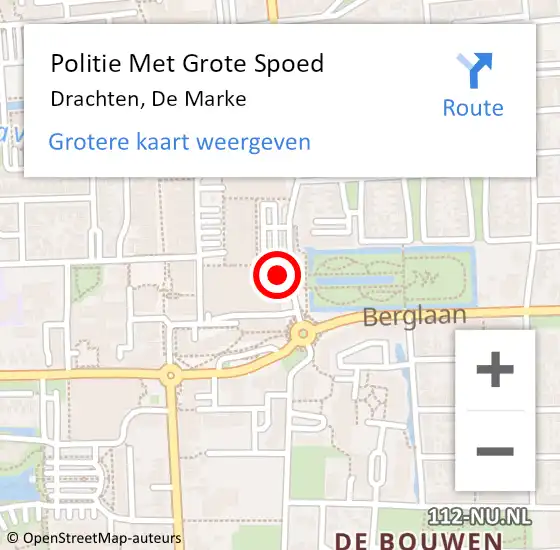 Locatie op kaart van de 112 melding: Politie Met Grote Spoed Naar Drachten, De Marke op 29 september 2023 22:29