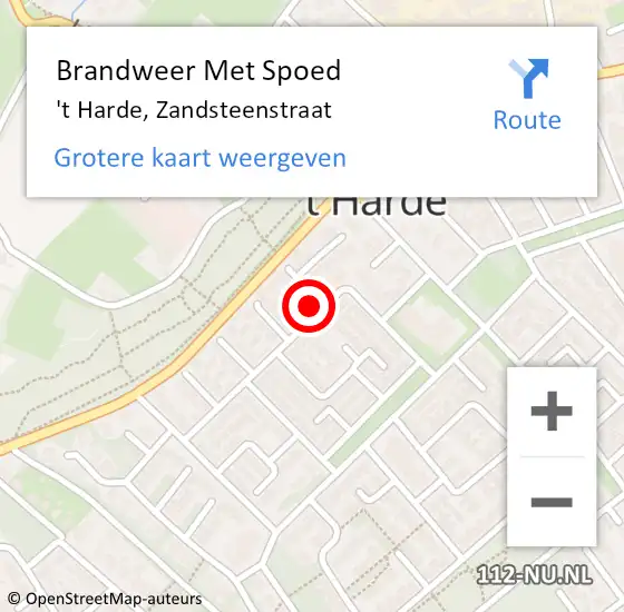 Locatie op kaart van de 112 melding: Brandweer Met Spoed Naar 't Harde, Zandsteenstraat op 29 september 2023 22:53